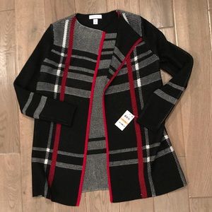 Plaid cashmere open cardigan